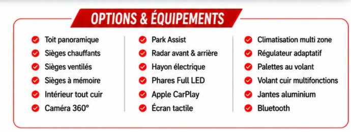 Options & Équipements — Porsche Cayenne Coupe 3.0 V6 340 ch Tiptronic BVA tout-terrain