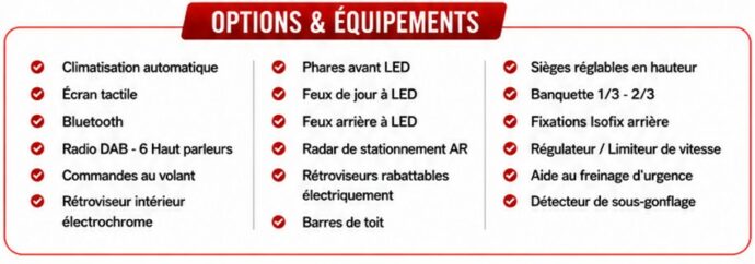 Options & Équipements — Peugeot 2008 1.2 PureTech 130ch S&S Allure EAT8